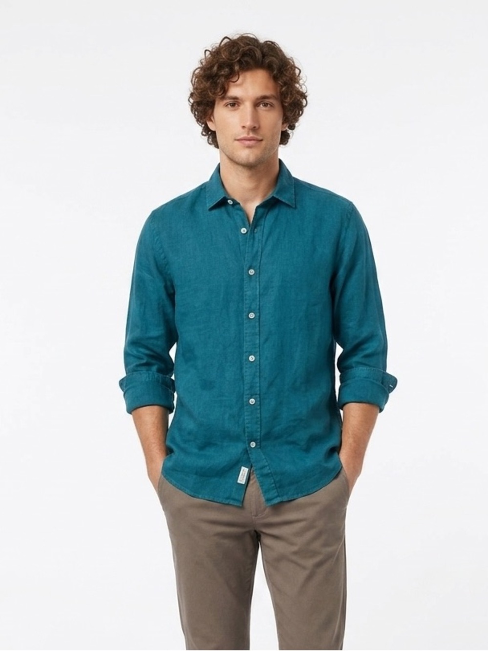 GALERIES LAFAYETTE 100% Linen Button-Down Shirt Men's Size XL Vacation Classic